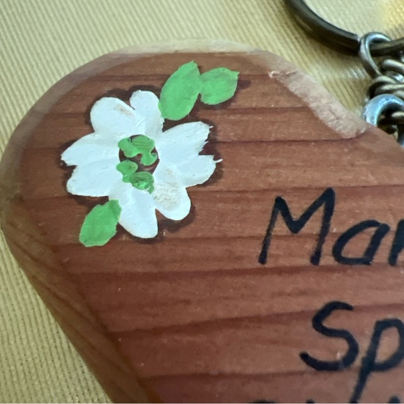 Vintage Mammoth Spring State Park Wooden Heart Keychain Handcrafted For Ozarks - Picture 5 of 10